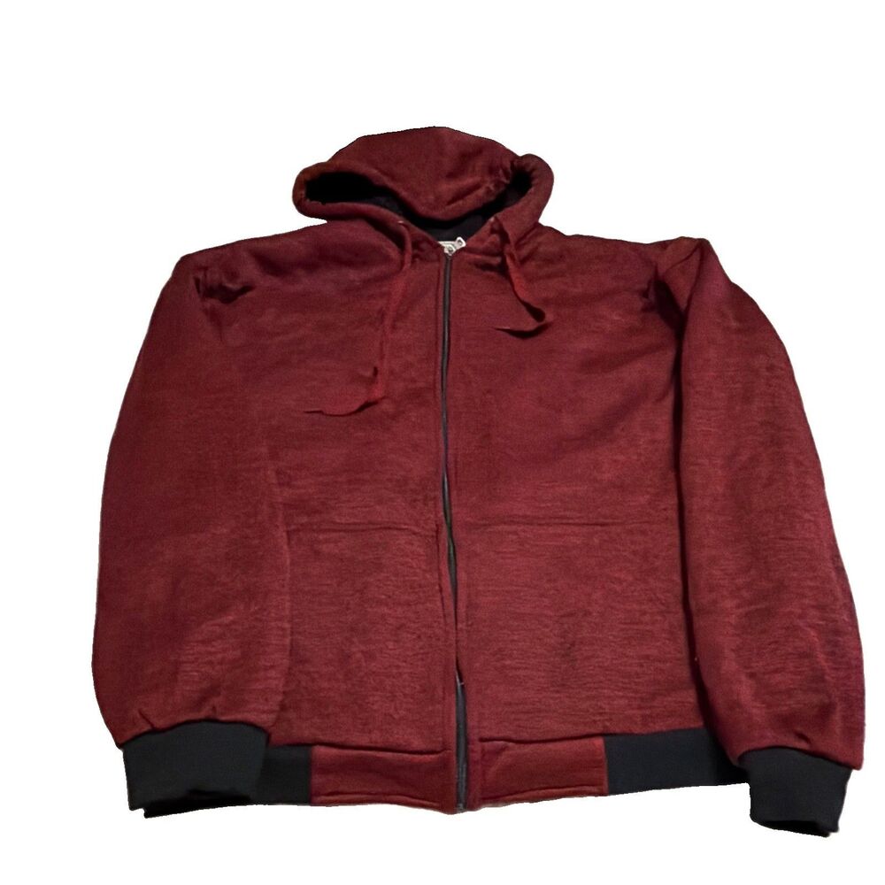 Big Ball Sports Men's XXL Full-Zip Hoodie Heather Red Sherpa Lined Heavyweight